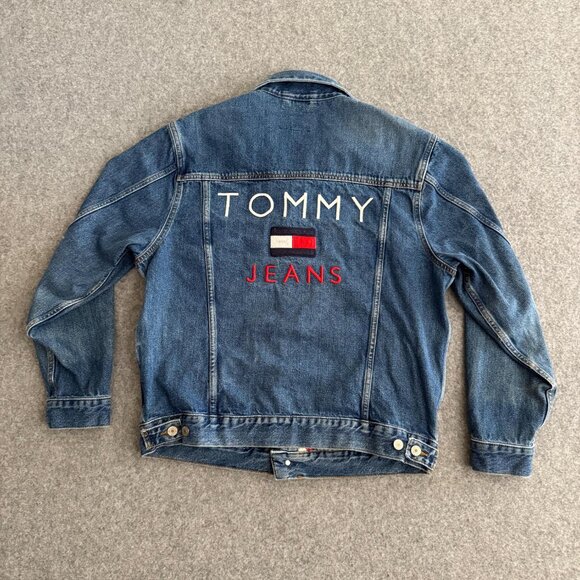 Tommy Hilfiger Embroidered Denim Jacket Flag Lined Medium - Picture 5 of 8